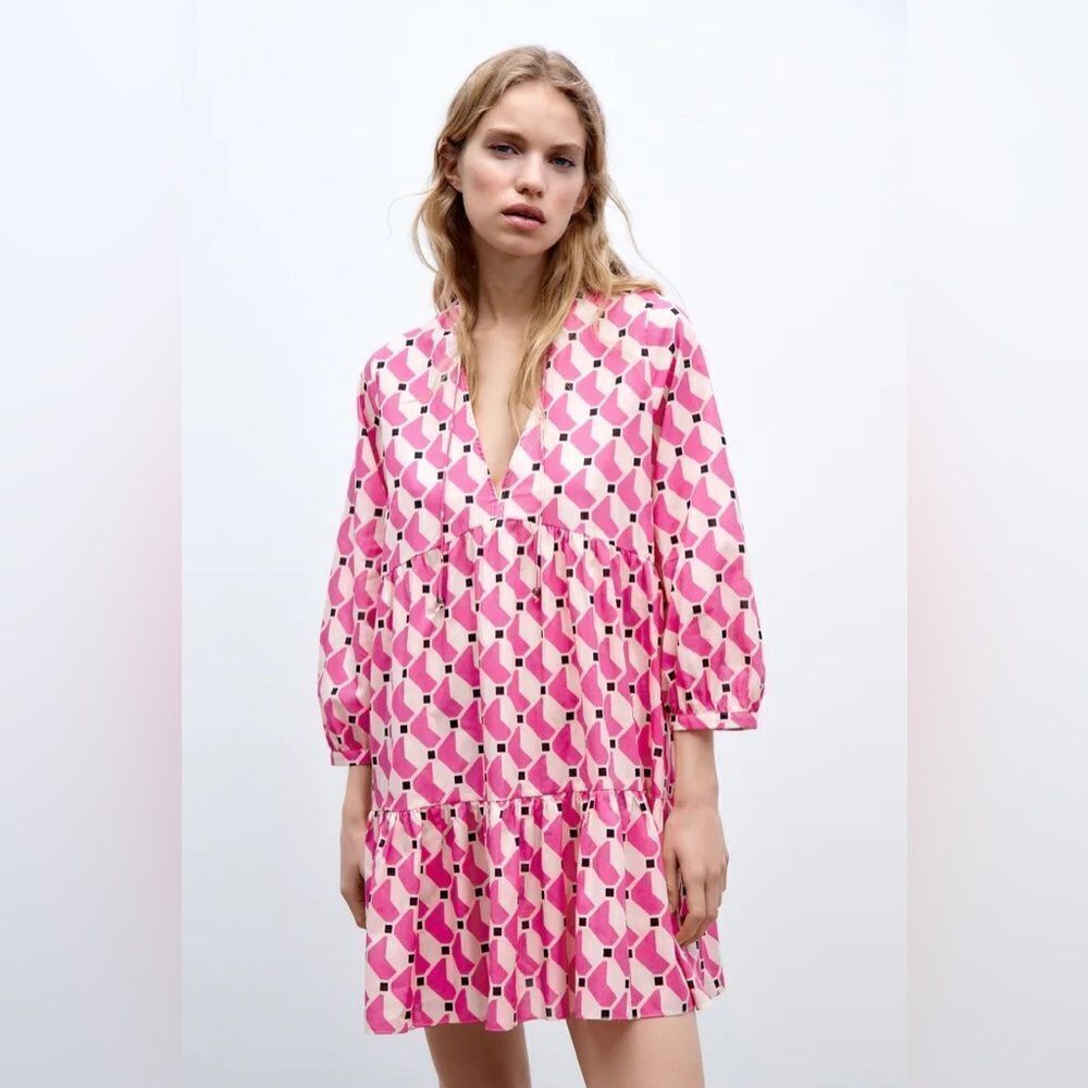 ZARA PRINTED SHORT DRESS - Picture 4 of 7